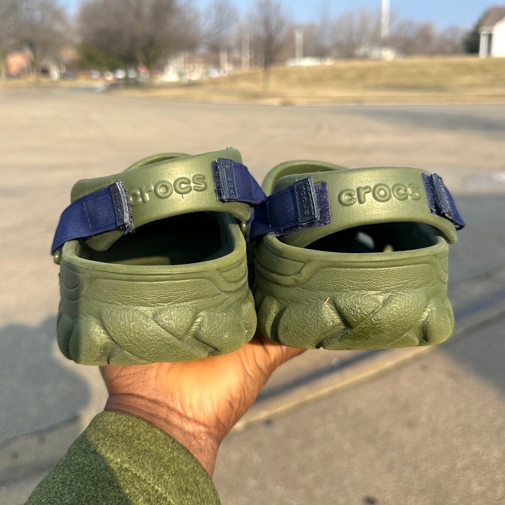 Crocs Offroad Adult Sport Clogs Unisex Size M9 W11 Army Green Blue Strap Sandals - Picture 10 of 15